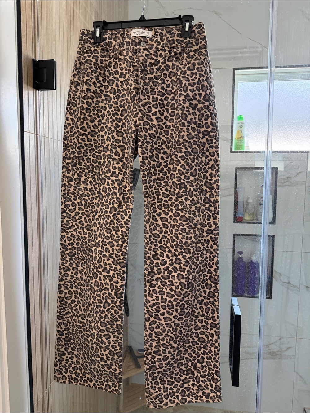 Abercrombie & Fitch Leopard Wide Leg Jeans